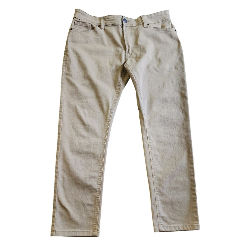Scott James Slim Fit Pants Mens Khaki Tan Stretch Chino Trousers, 36x30